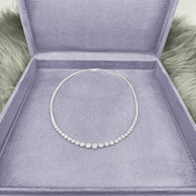 Load image into Gallery viewer, 3-prong Graduated Diamond Tennis Necklace