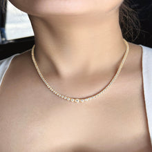 Load image into Gallery viewer, 3-prong Graduated Diamond Tennis Necklace