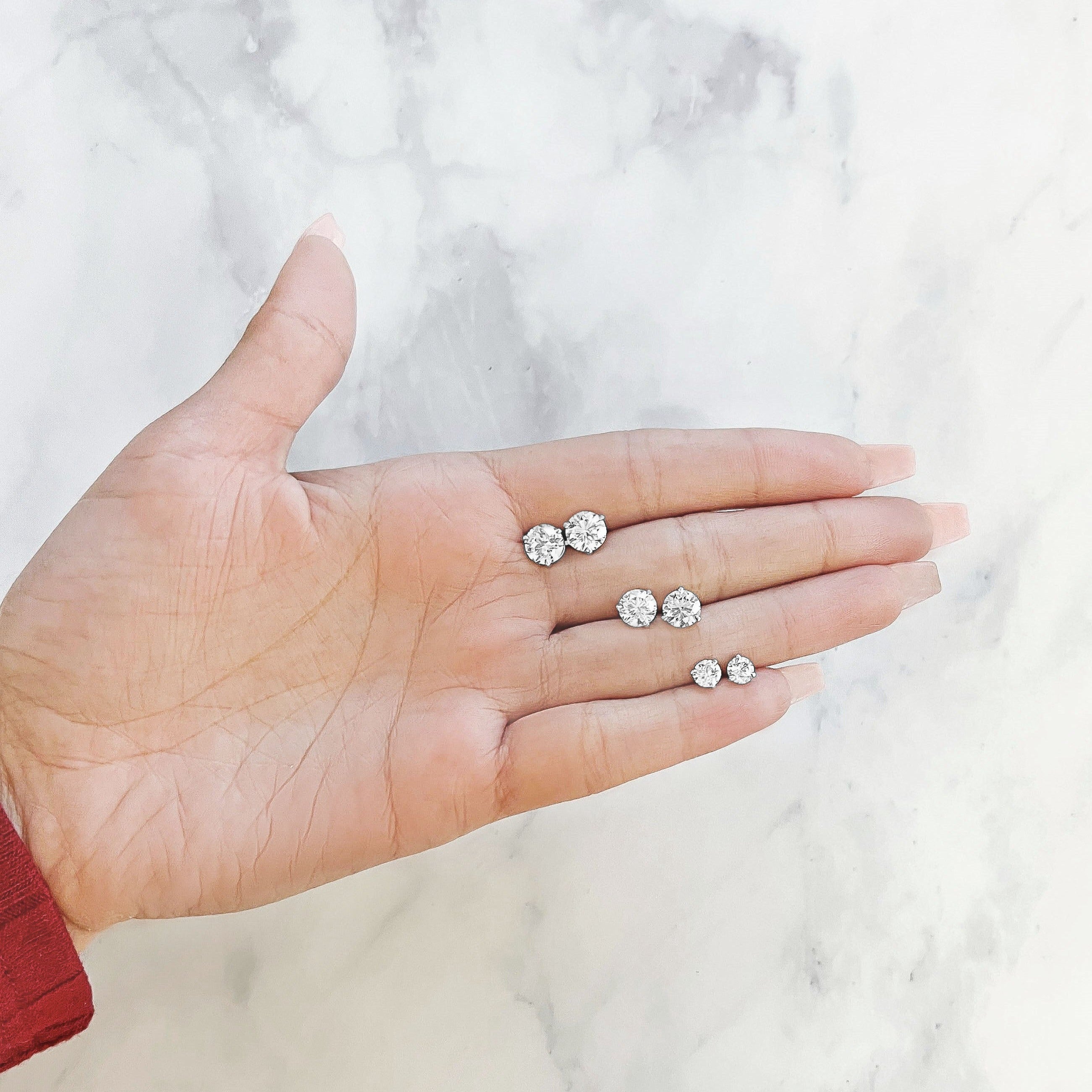 3-prong Martini Diamond Stud Earrings