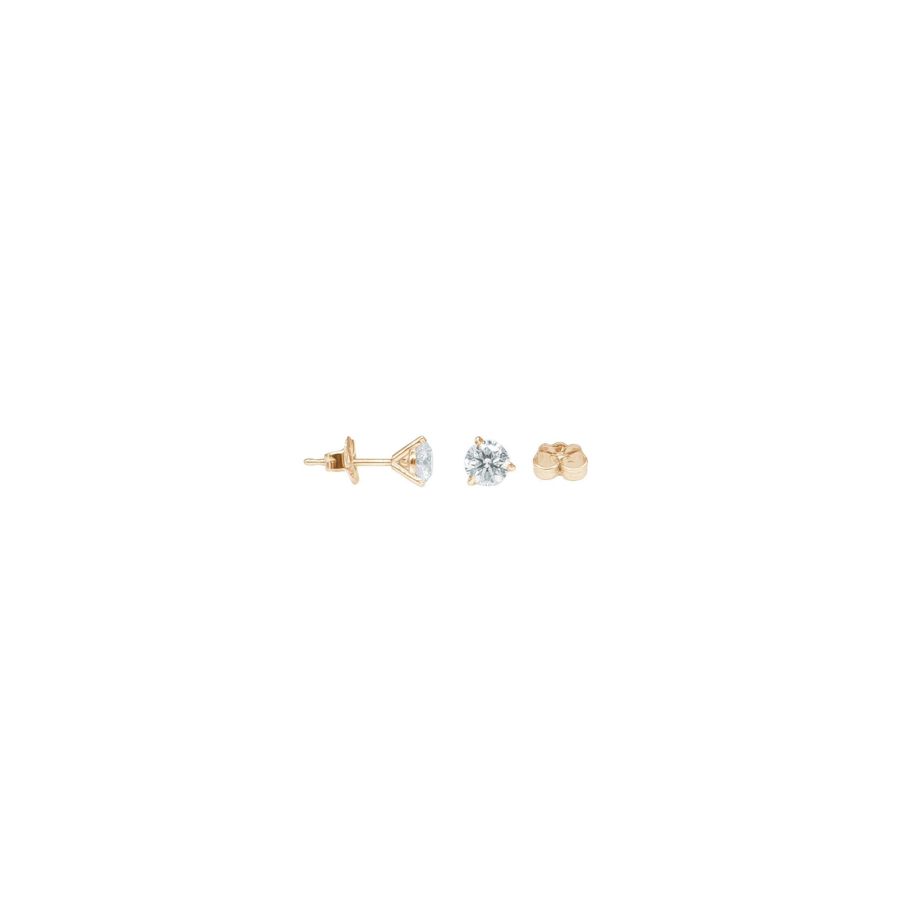 3-prong Martini Diamond Stud Earrings