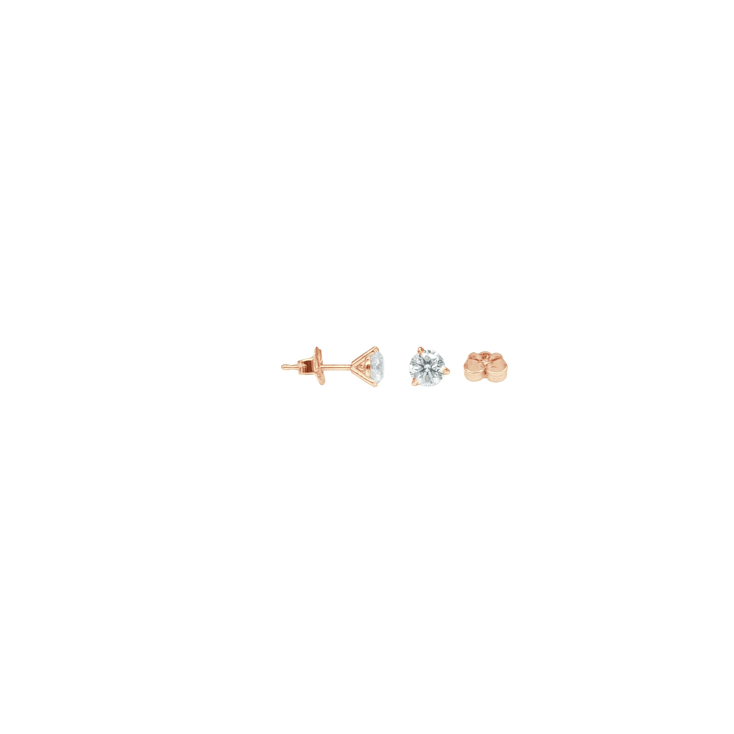 3-prong Martini Diamond Stud Earrings