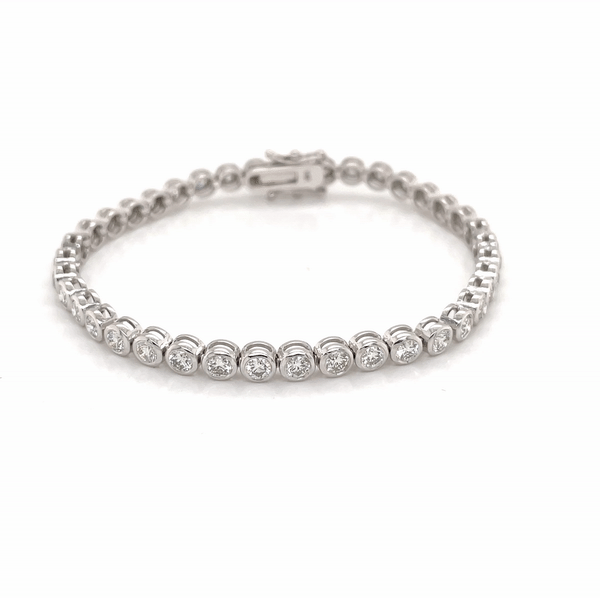Bezel Diamond Tennis Bracelet, natural diamonds, 14K gold, view 7