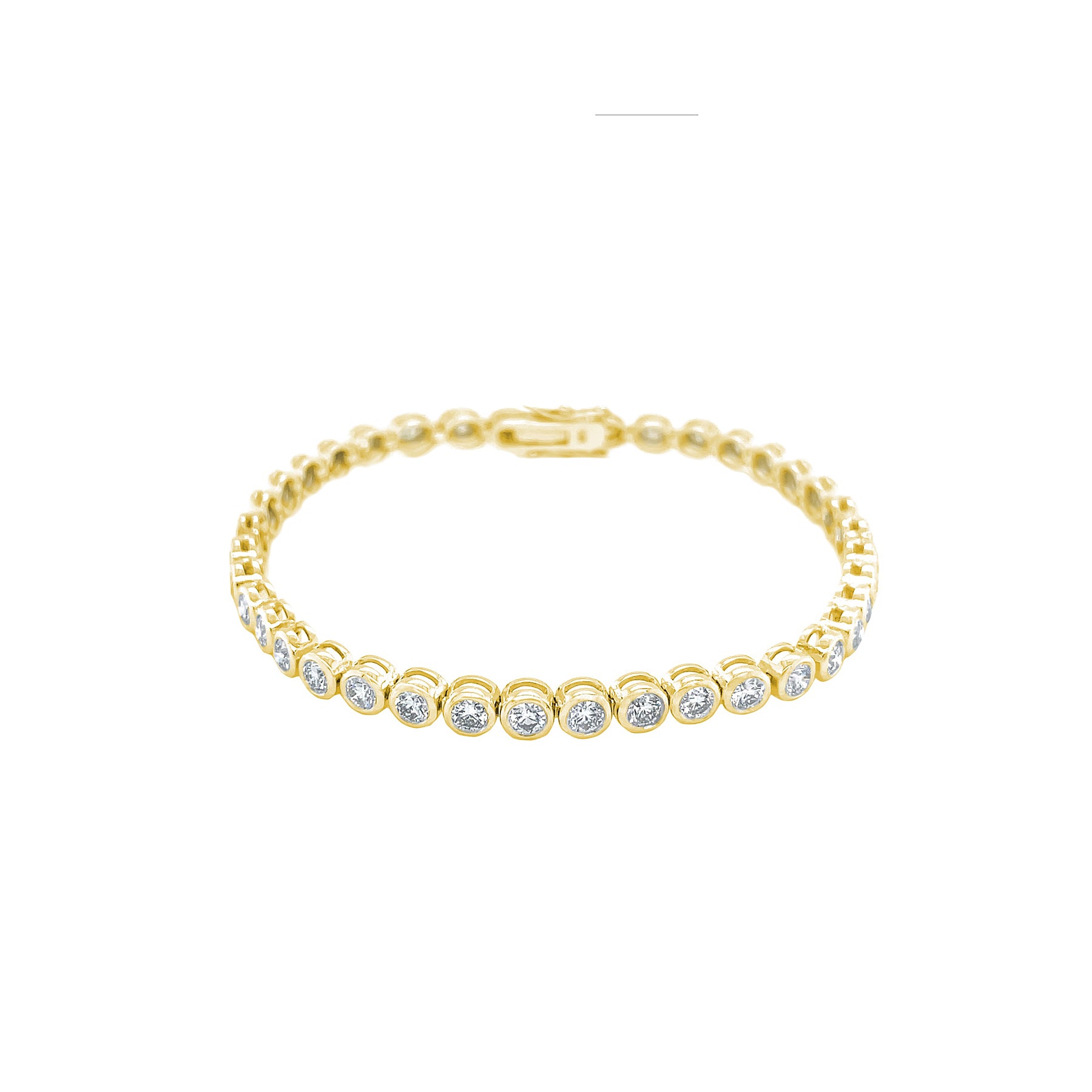 Bezel Diamond Tennis Bracelet, natural diamonds, 14K yellow gold