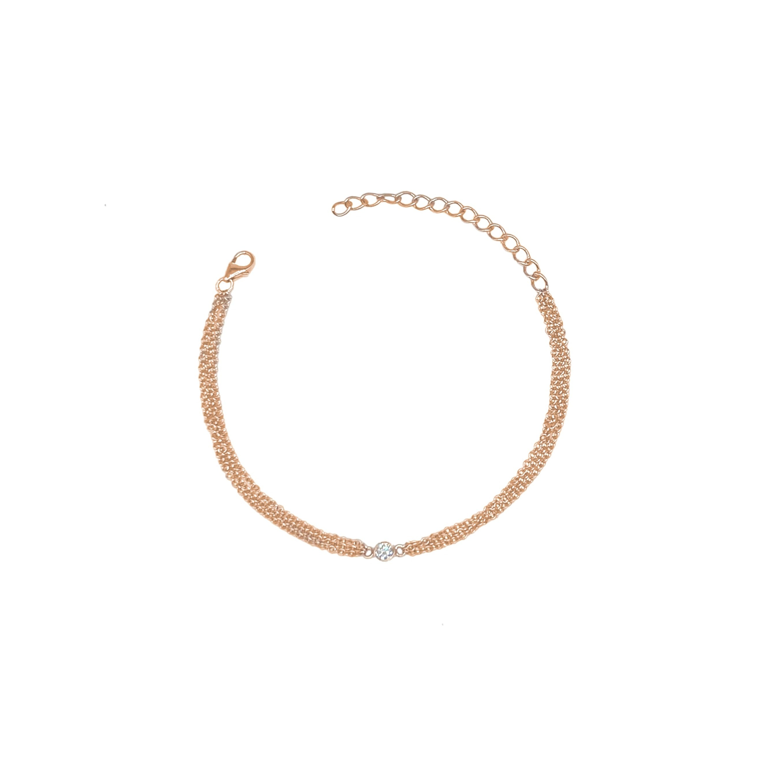 Bezel Solitaire Bracelet, natural diamonds, 14K rose gold
