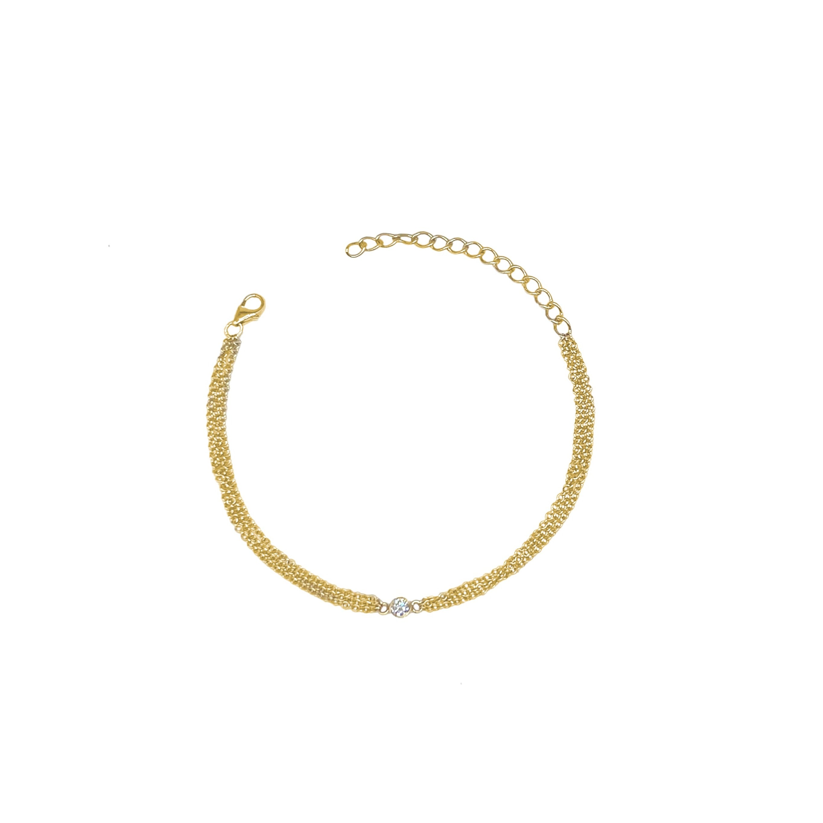 Bezel Solitaire Bracelet, natural diamonds, 14K yellow gold