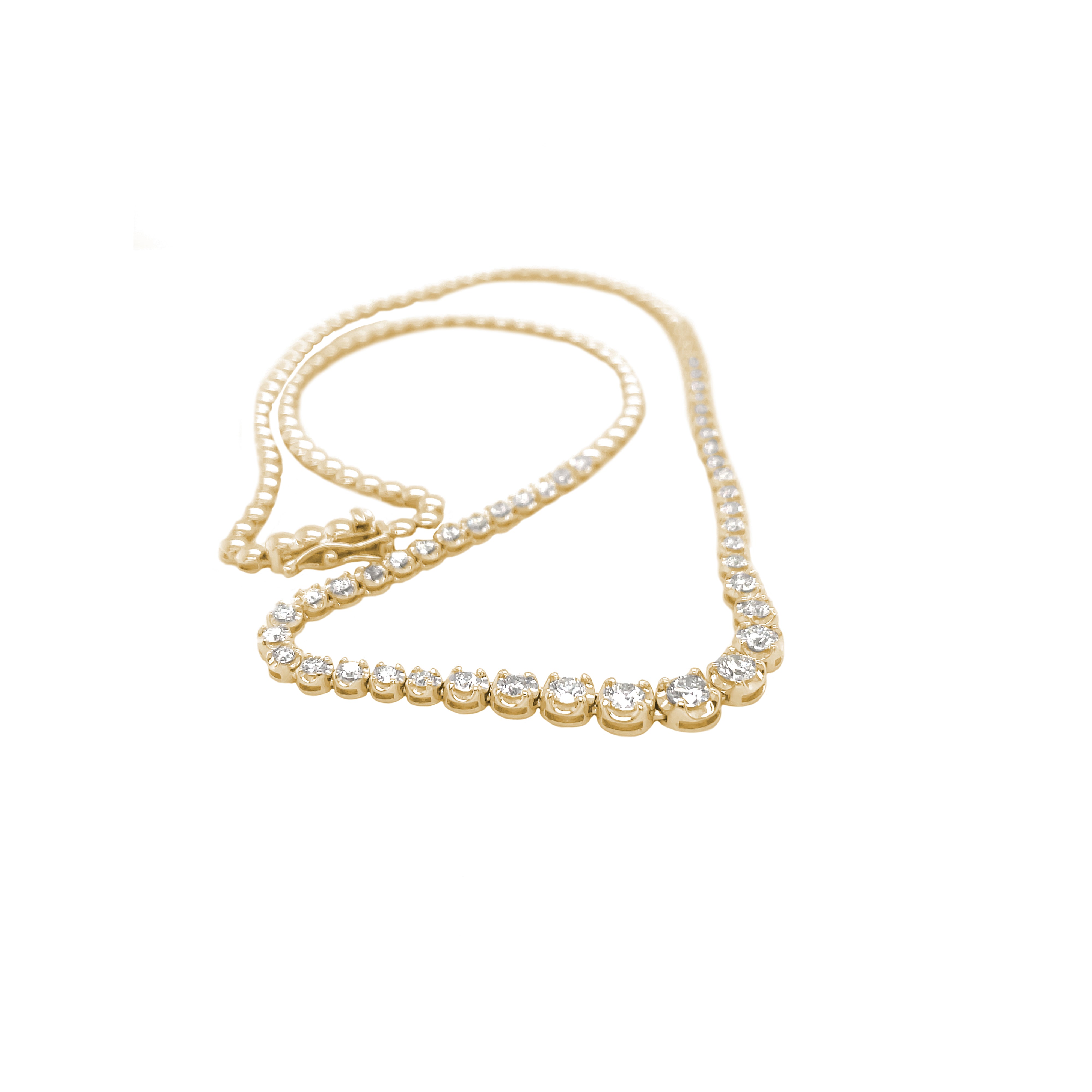 Cupcake set, Half-way Graduated Diamond Tennis Necklace, natural diamonds, 14K yellow gold, view 2