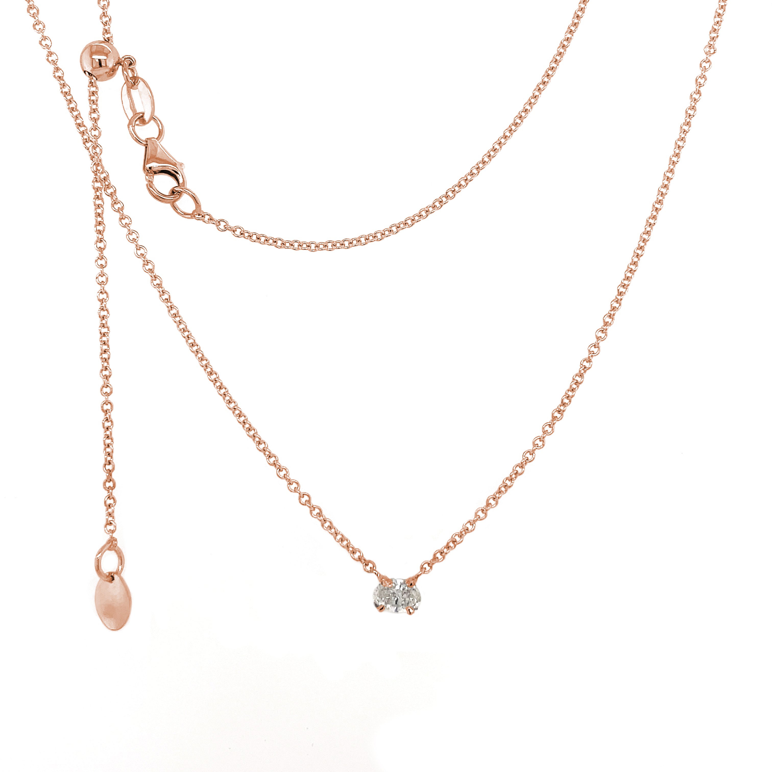 Prong-set Oval Solitaire Diamond Necklace