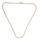 3-prong Straight-line Diamond Tennis Necklace, natural diamonds, 14K rose gold, view 2