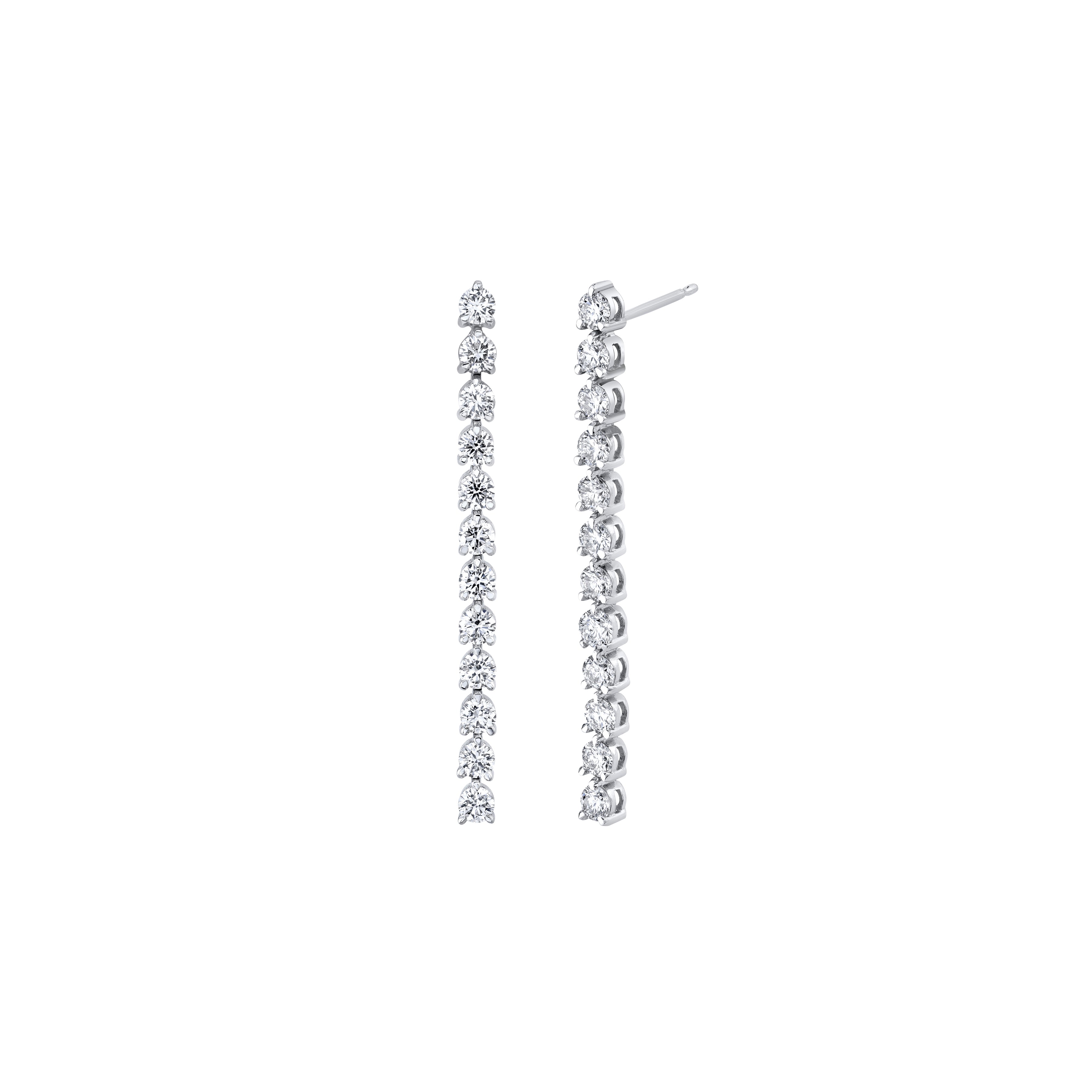3-prong Classic Drop Earrings, natural diamonds, 14K white gold
