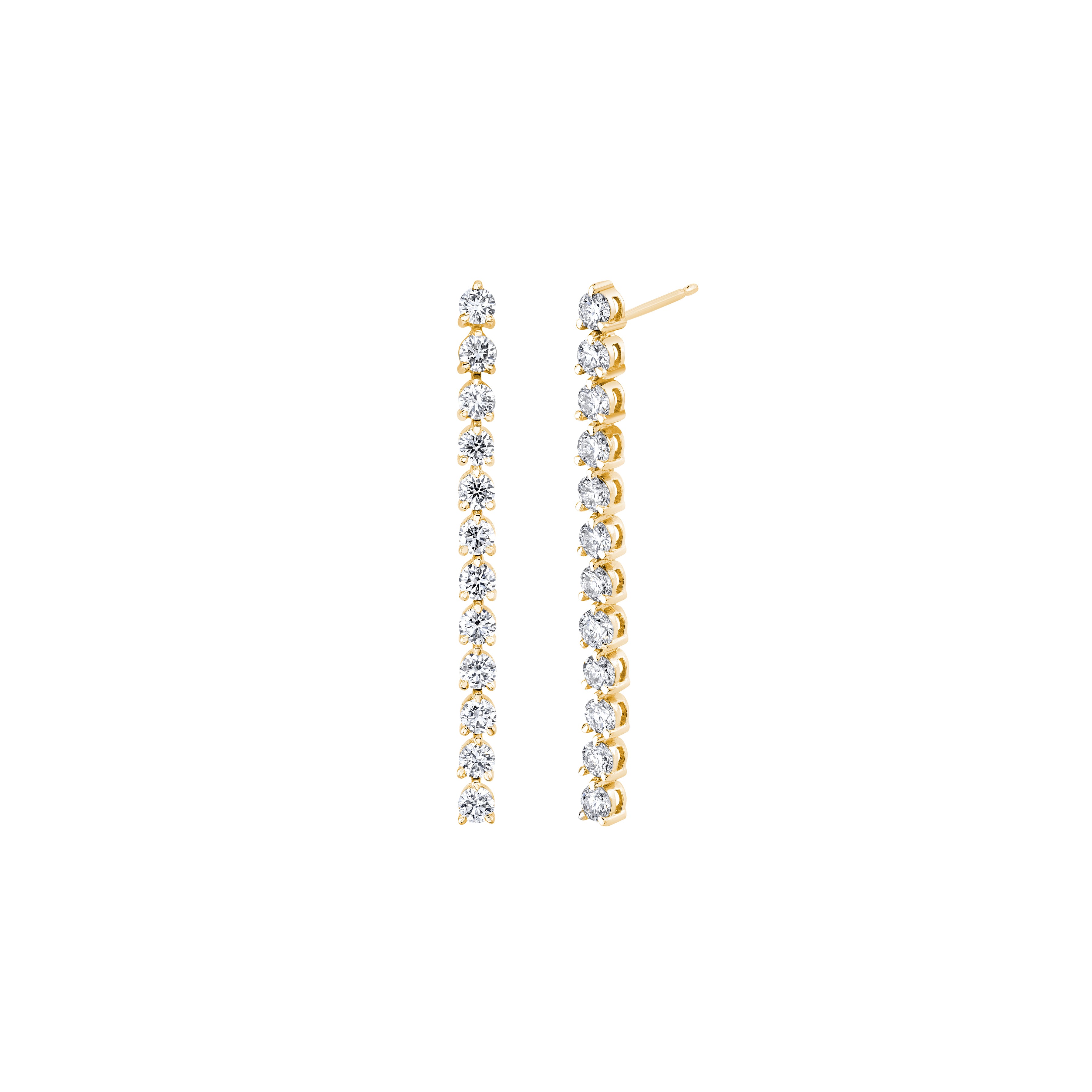 3-prong Classic Drop Earrings, natural diamonds, 14K yellow gold