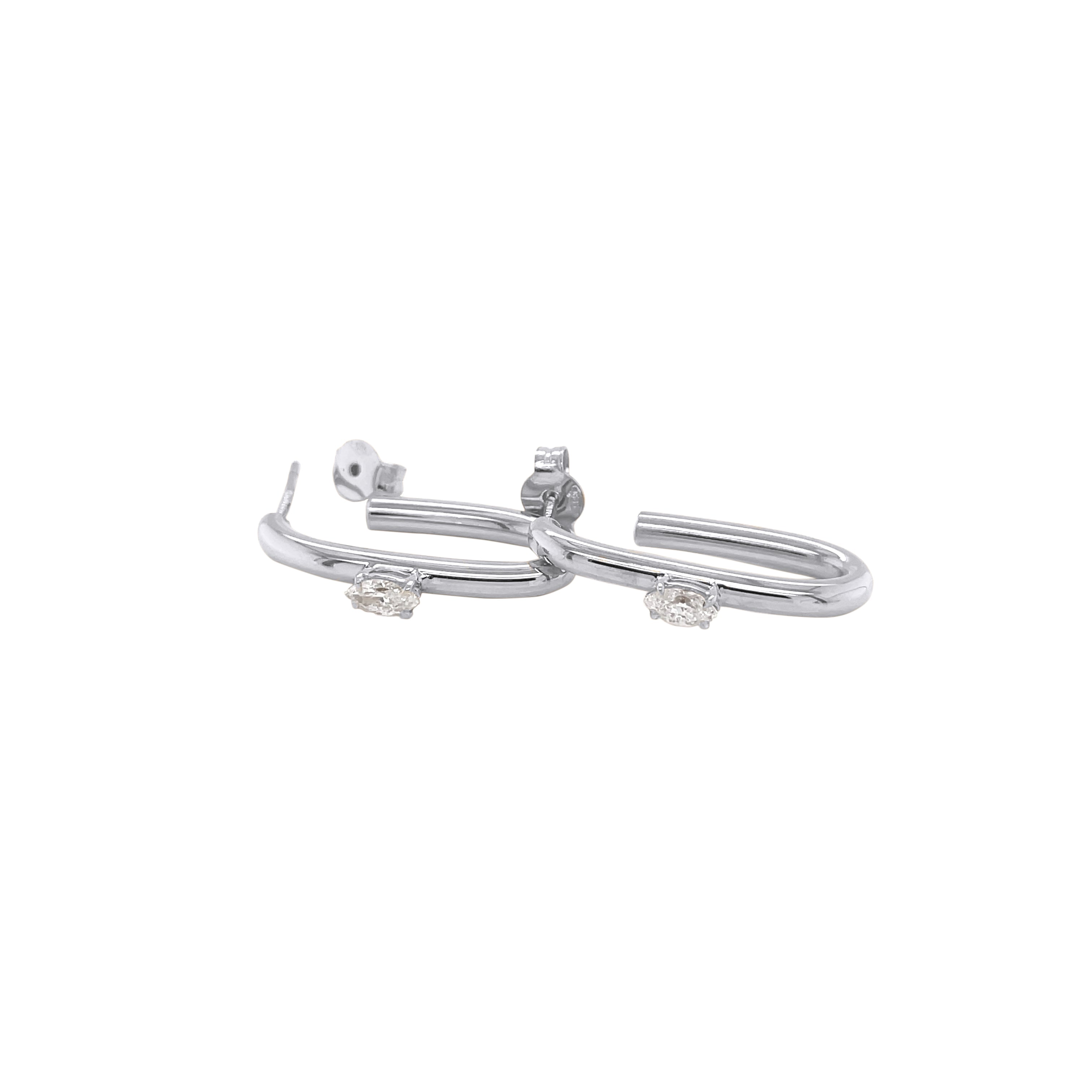 Vertical Marquise Edge Huggies, natural diamonds, 14K gold